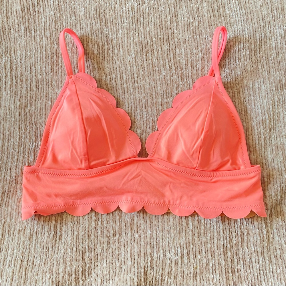 Fluorescent Pink Scalloped Bikini Top, Size Medium, Like New